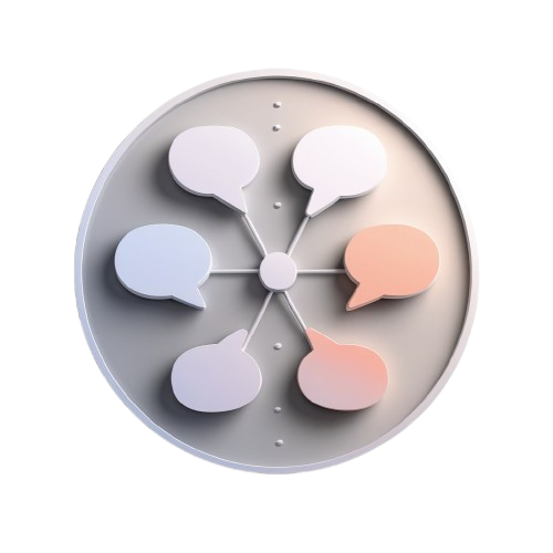 Decorative wall clock with speech bubble designs on a white background
