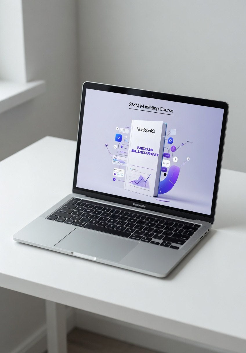 Laptop on a white desk with a screen displaying a course interface.