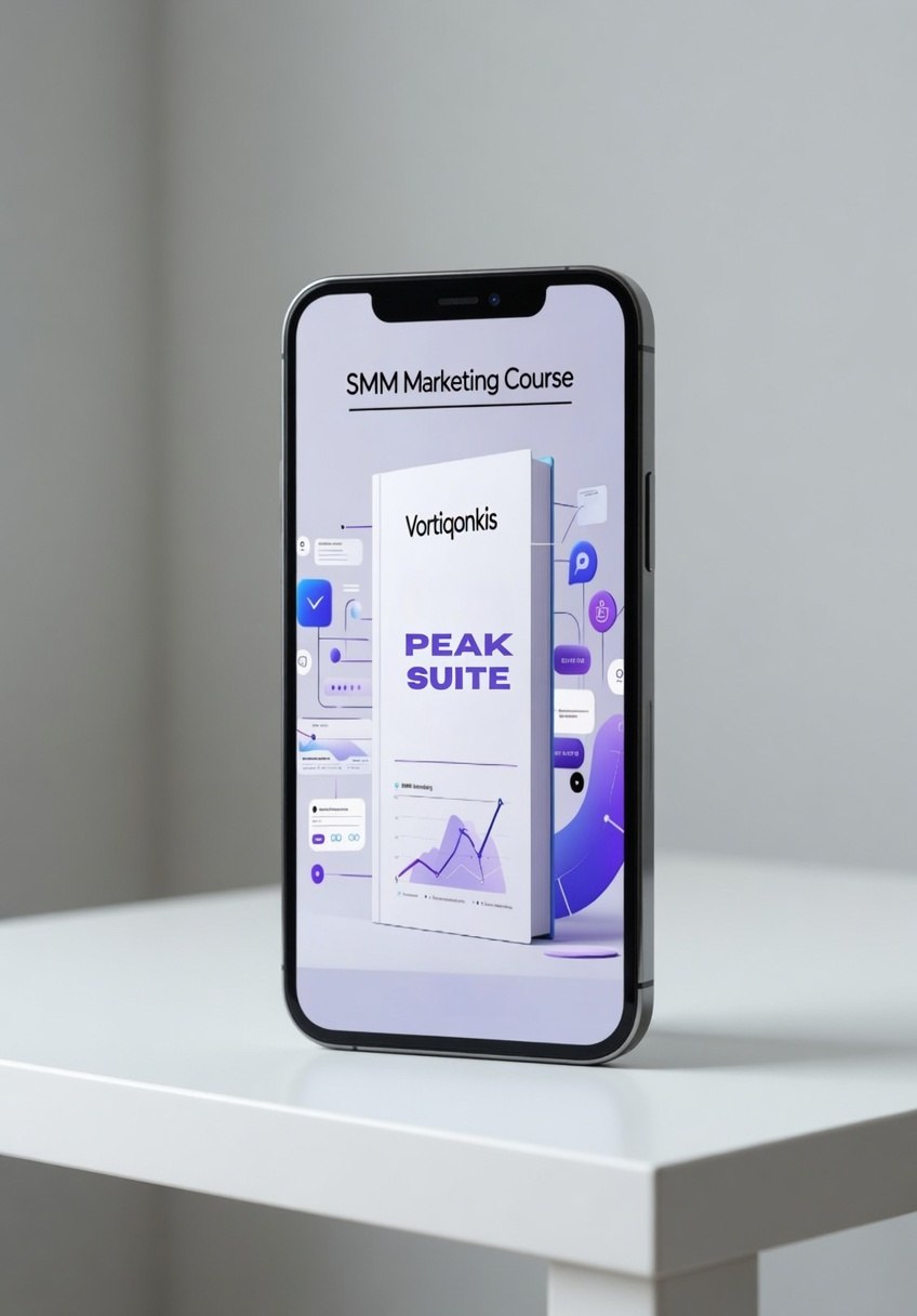 Smartphone displaying Vartigon's Peak Suite app on a white surface with a gray background